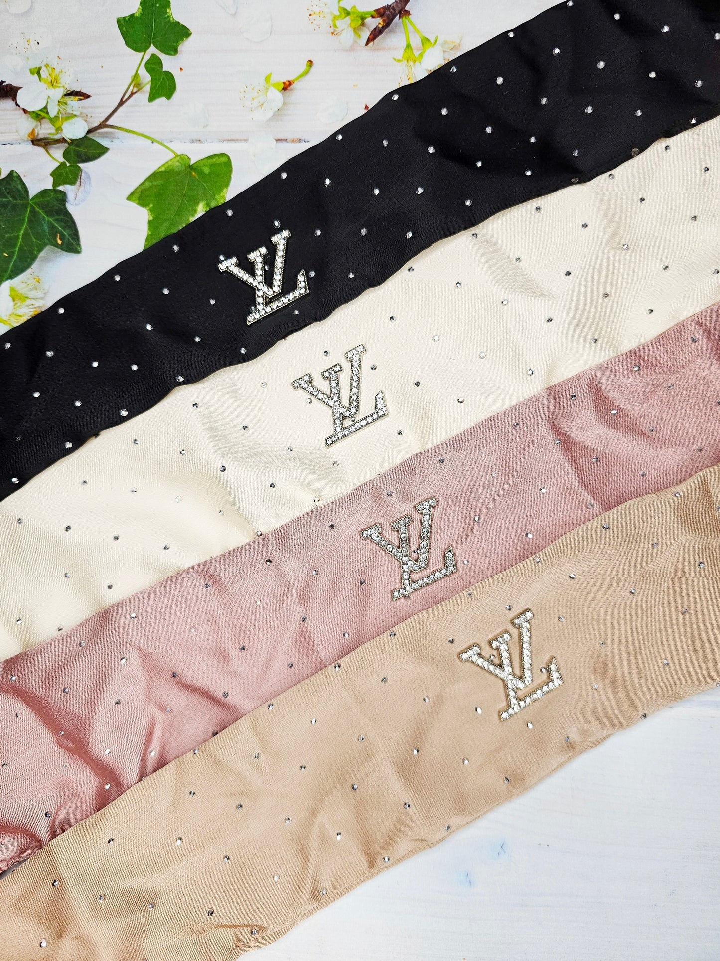 Silk diamanté L... V shoe strap covers, come in pairs!