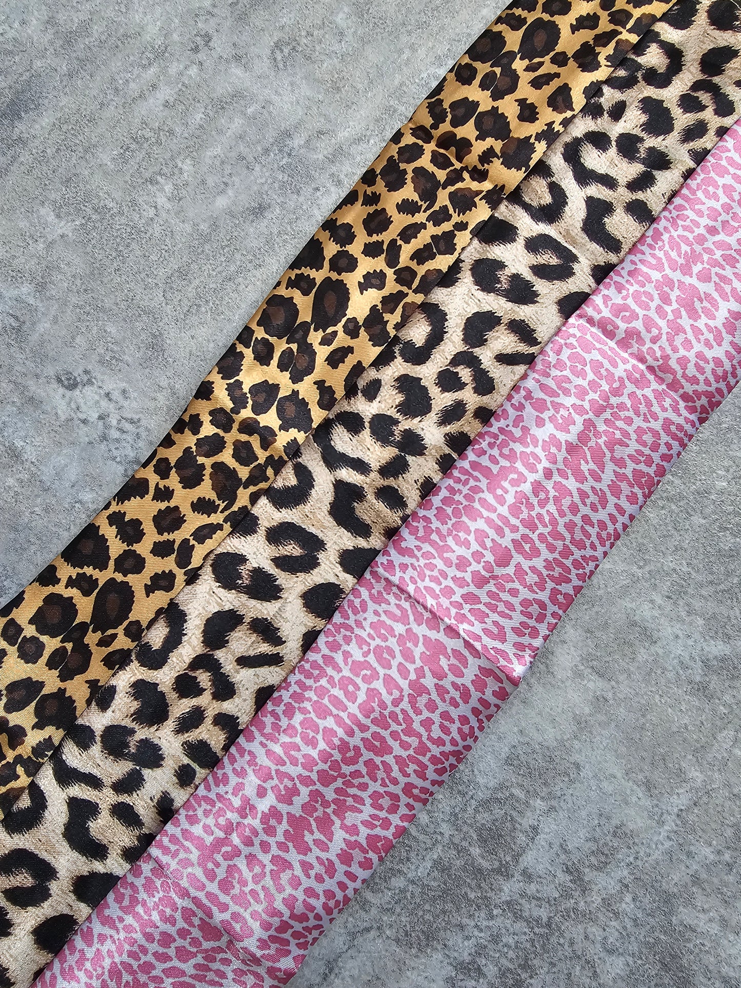 Satin leopard print shoe strap covers, COME IN PAIRS.