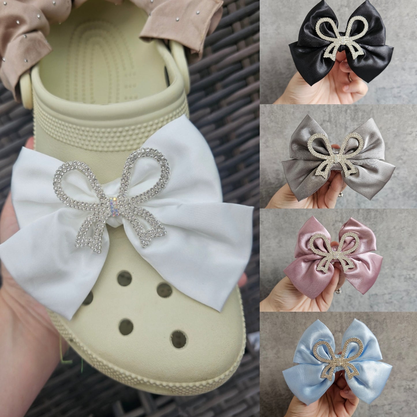 Diamanté bow shoe bows