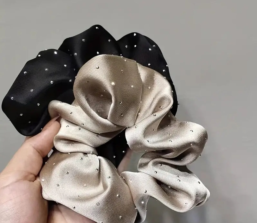 Diamanté satin hair scrunchies