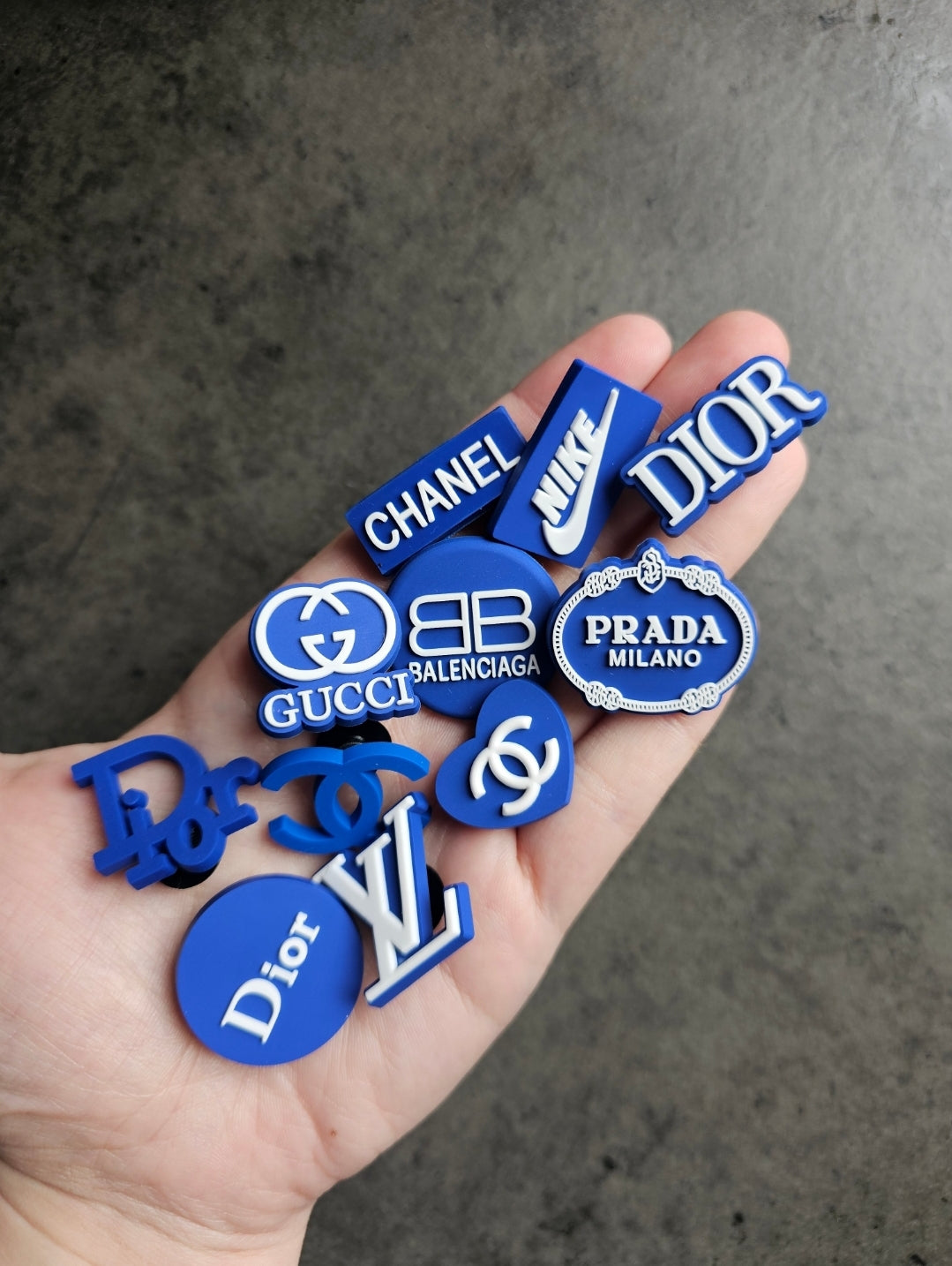 Navy blue designer shoe charms