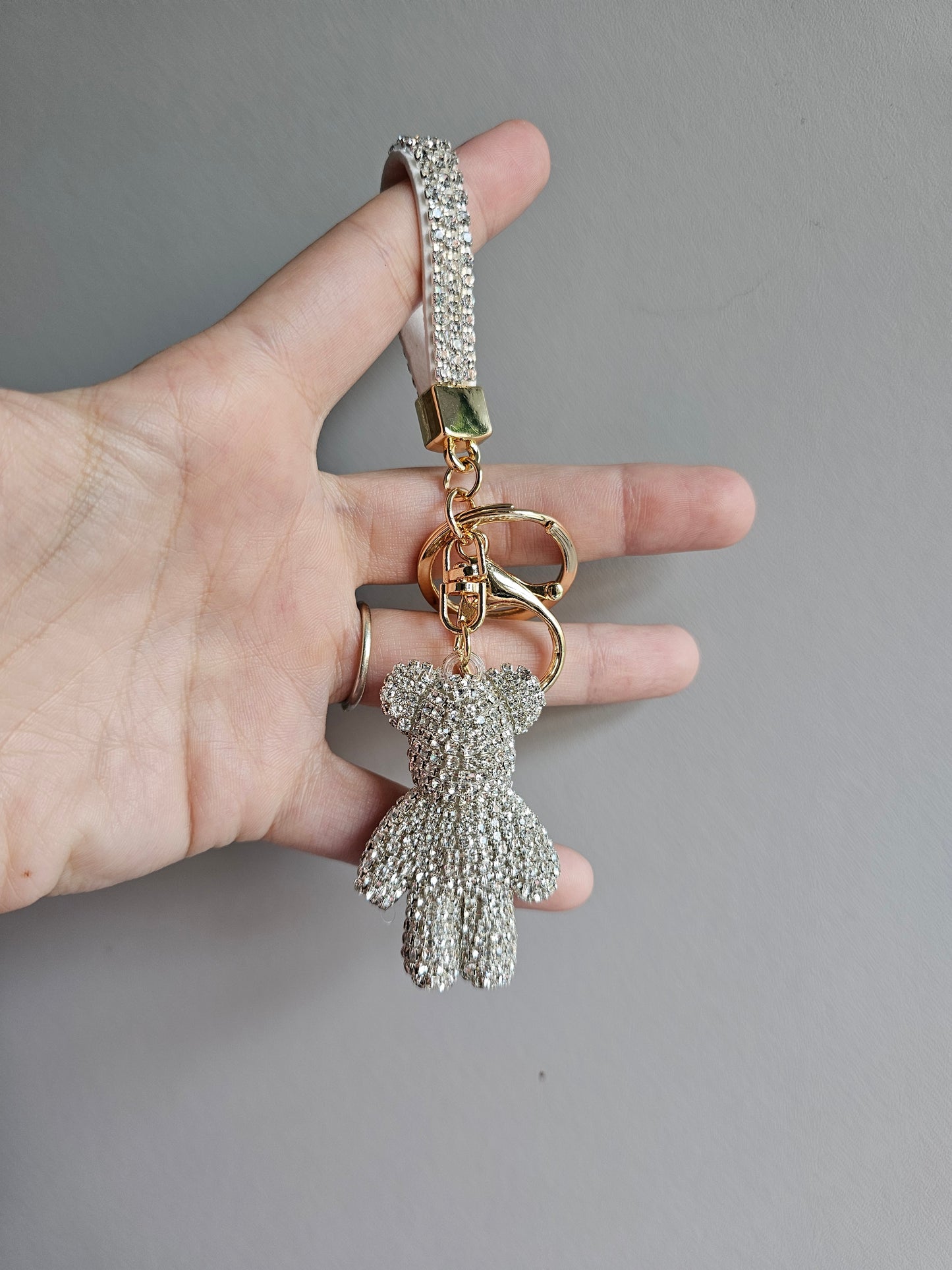 Handcrafted rhinestone teddy bear keyrings