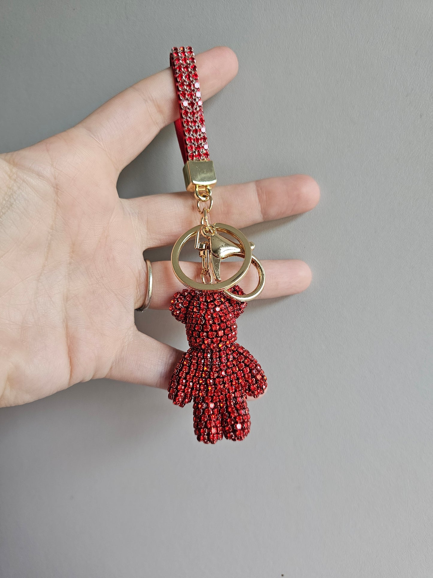 Handcrafted rhinestone teddy bear keyrings