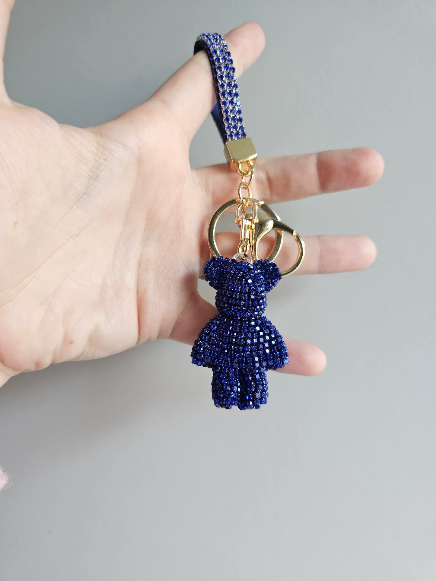 Handcrafted rhinestone teddy bear keyrings