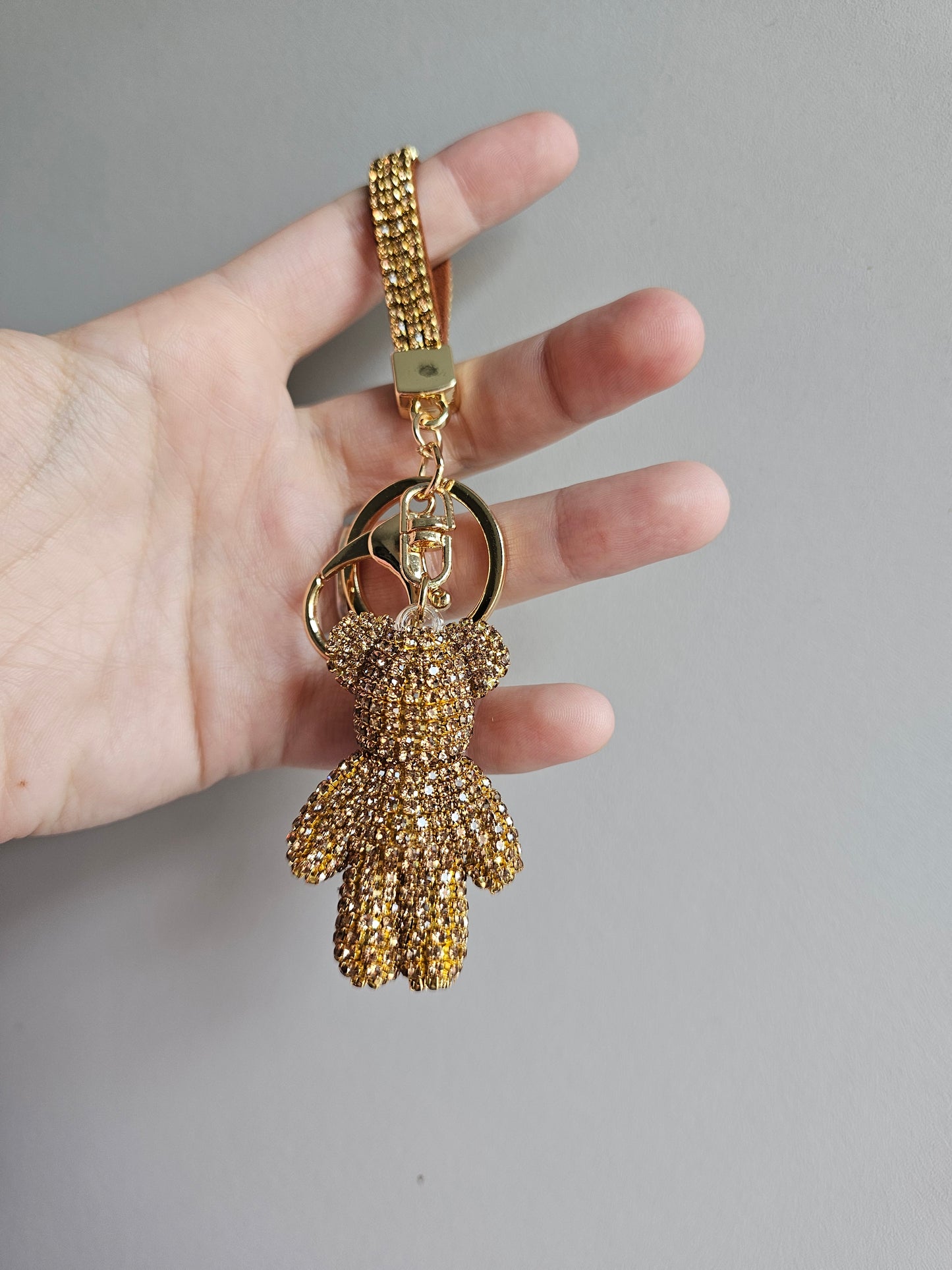 Handcrafted rhinestone teddy bear keyrings