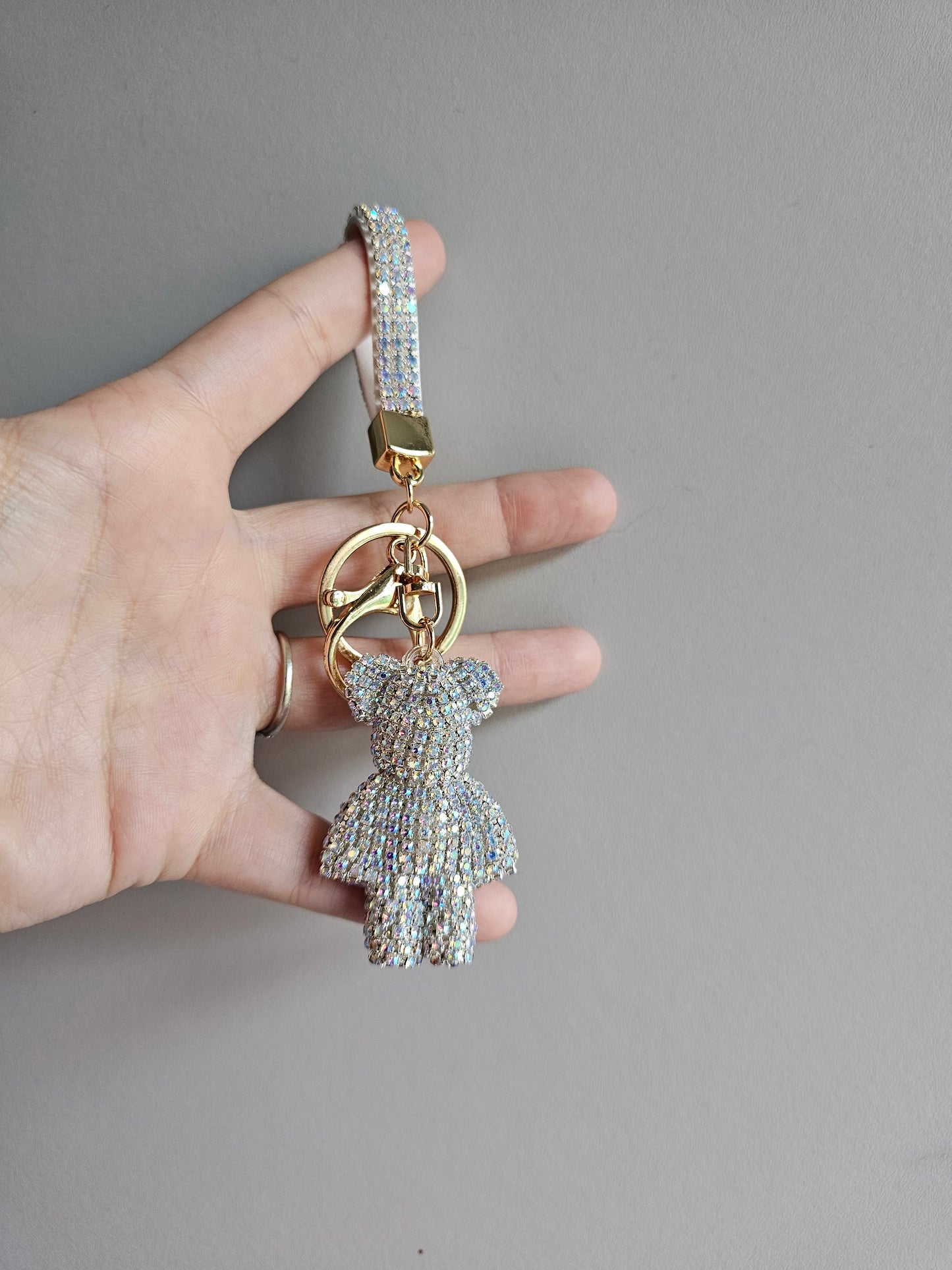 Handcrafted rhinestone teddy bear keyrings