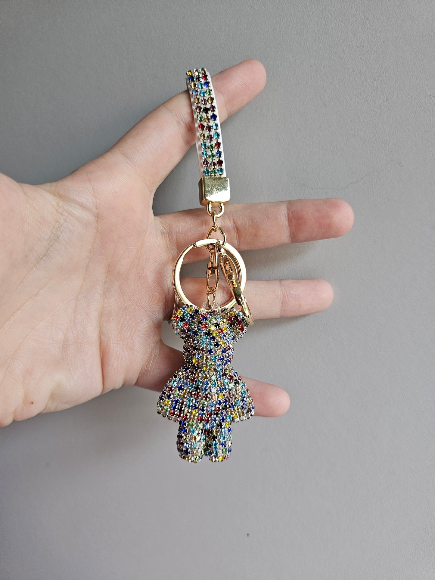 Handcrafted rhinestone teddy bear keyrings