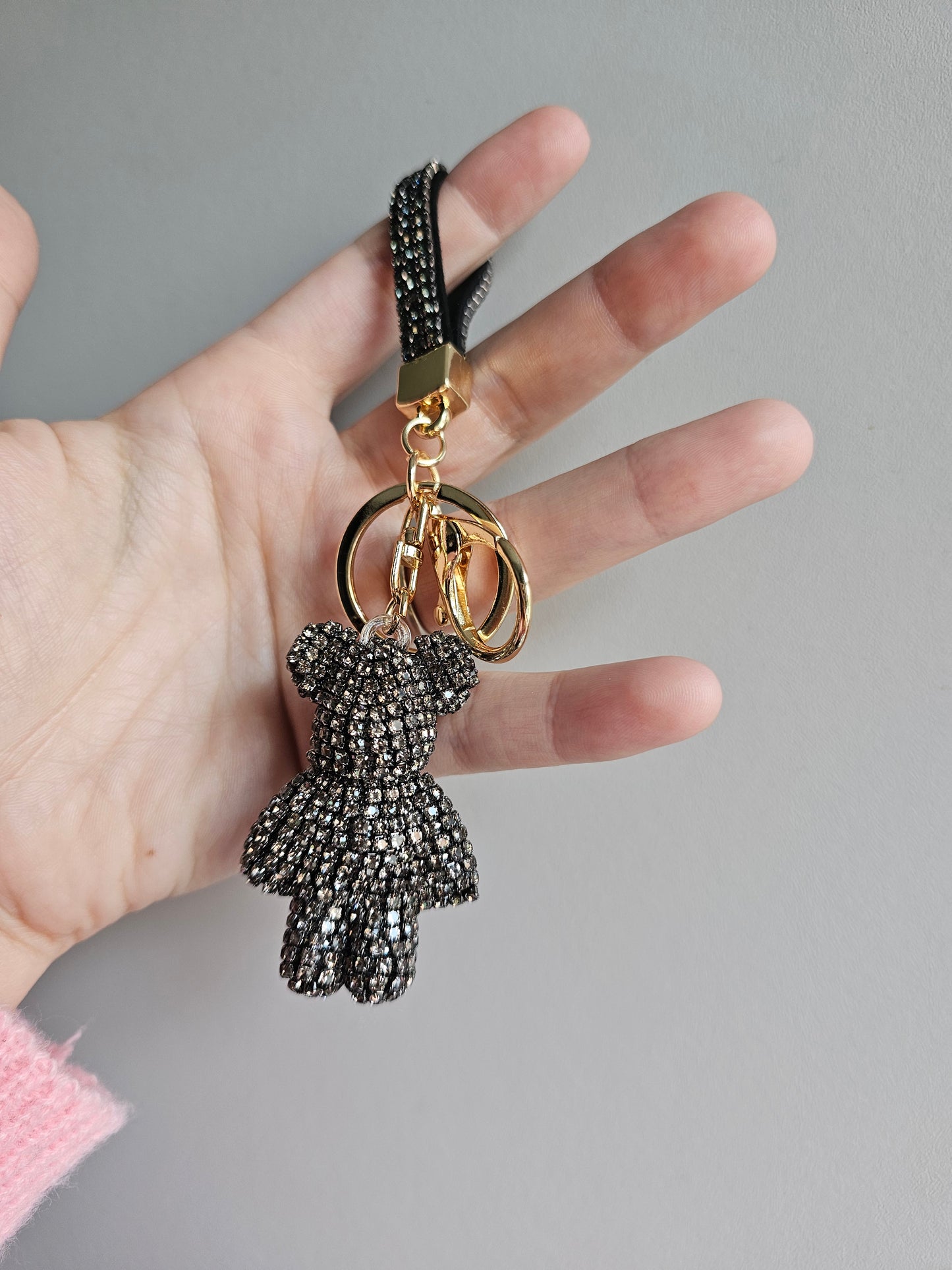 Handcrafted rhinestone teddy bear keyrings