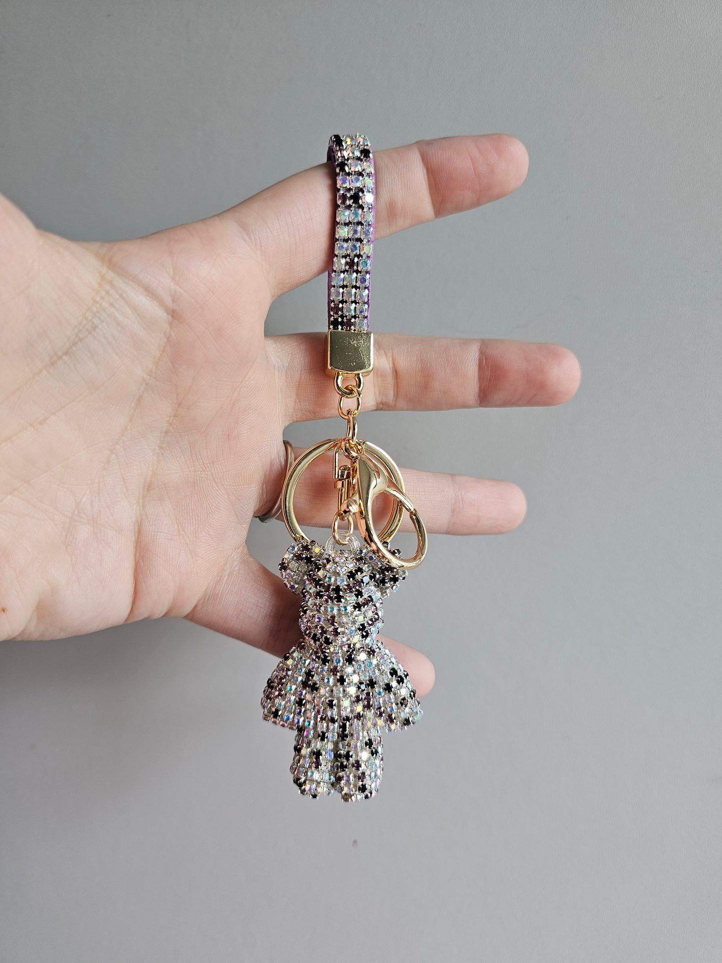Handcrafted rhinestone teddy bear keyrings