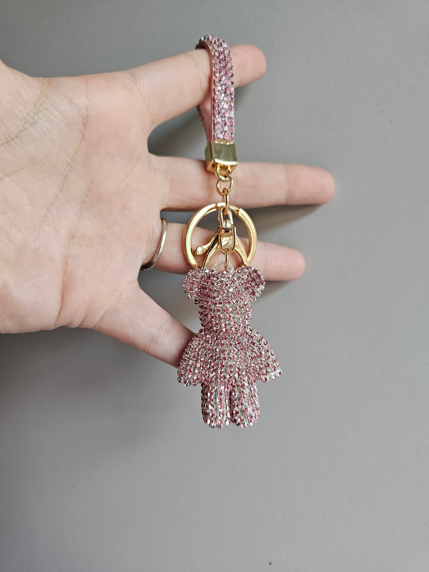 Handcrafted rhinestone teddy bear keyrings