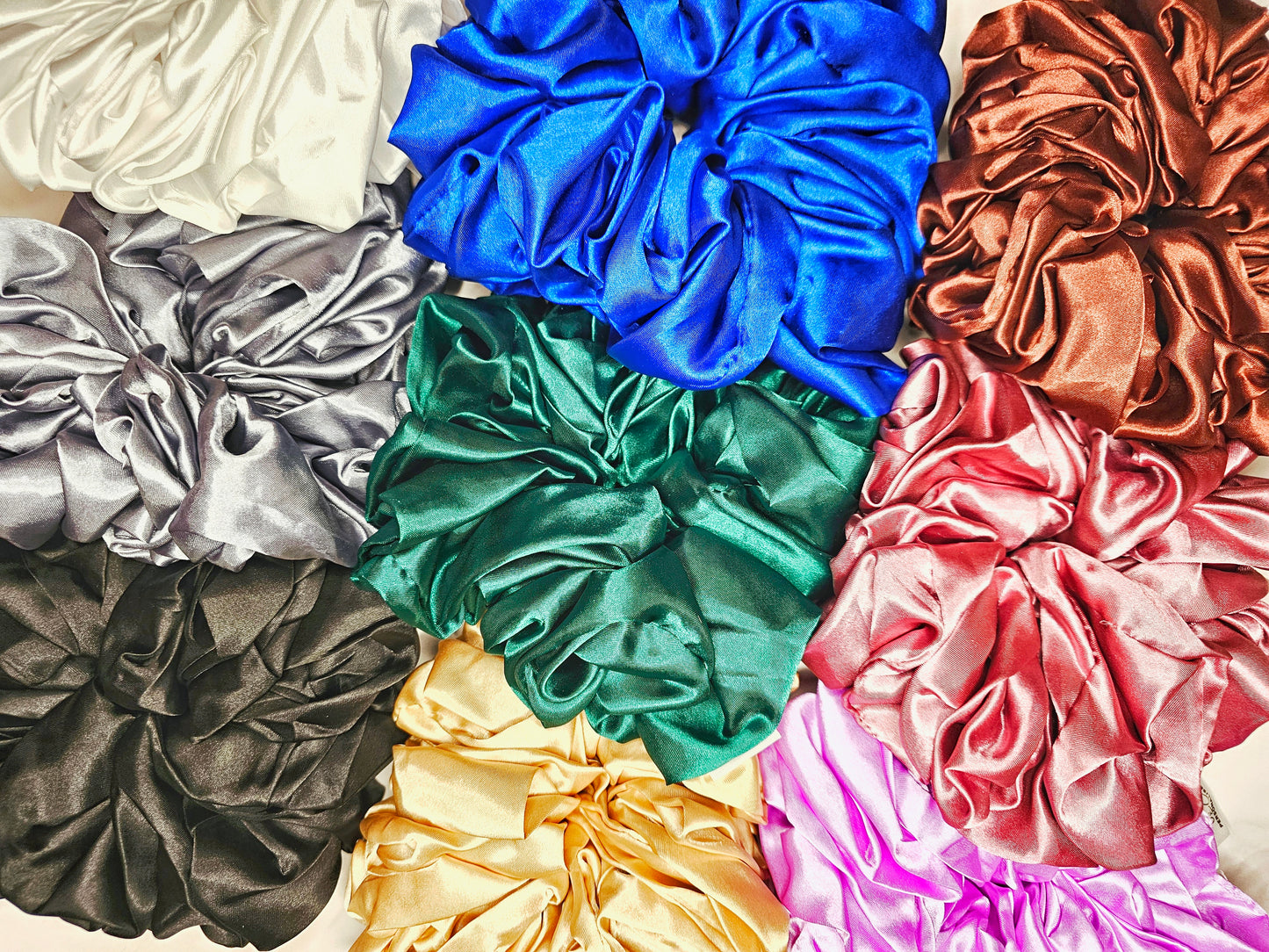 Jumbo satin hair scrunchies