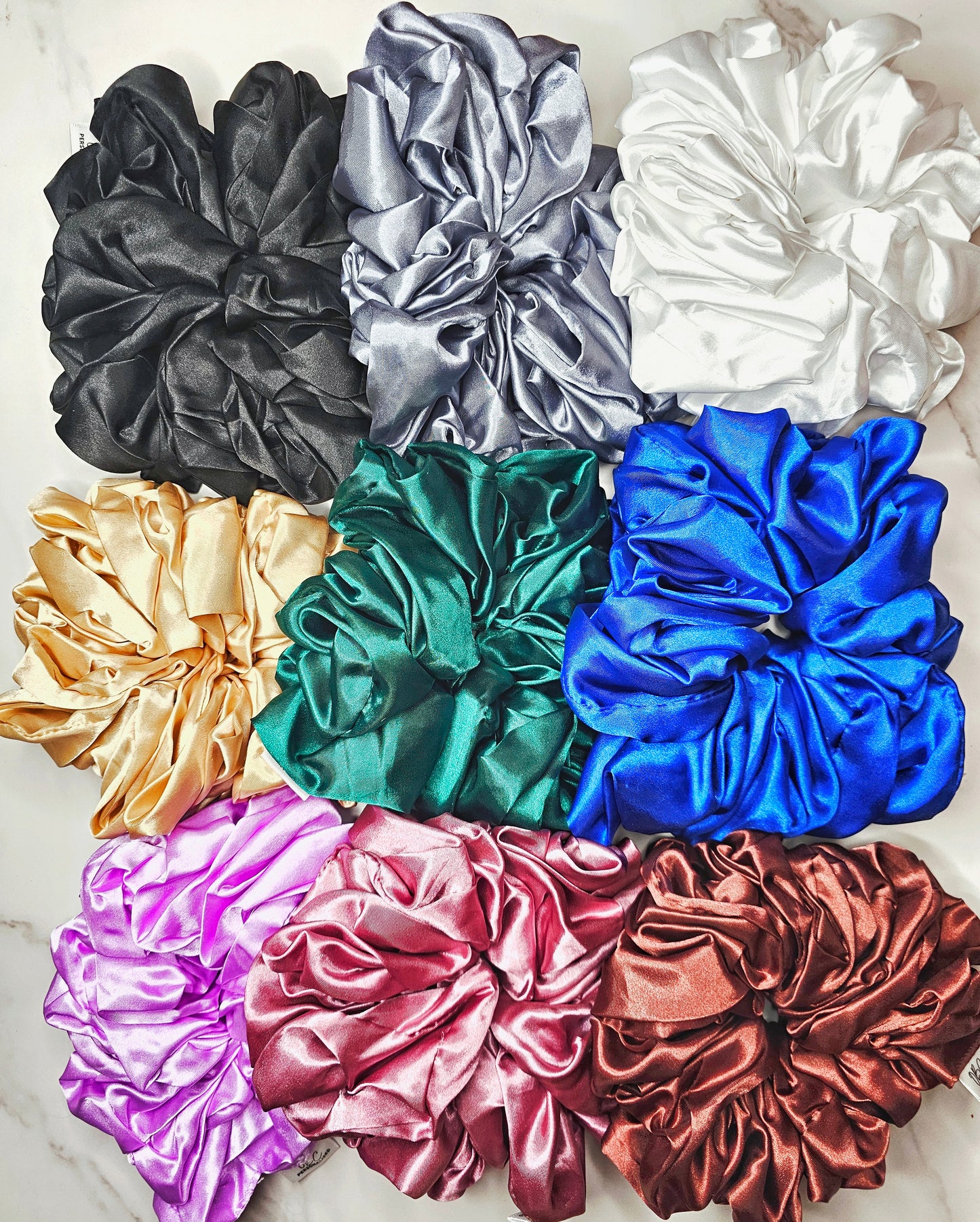 Jumbo satin hair scrunchies