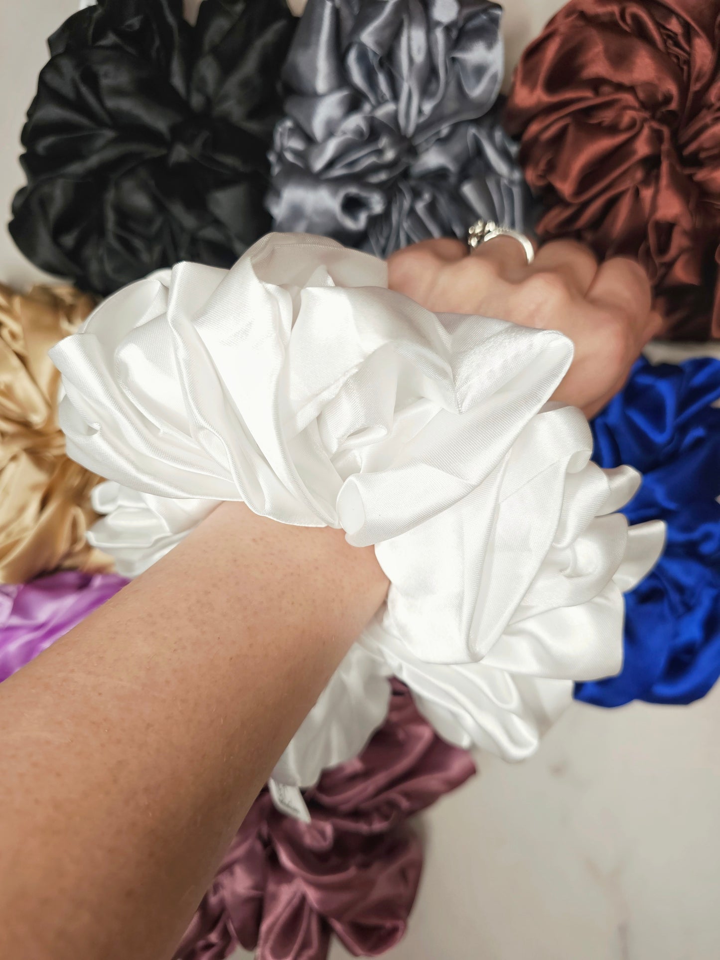 Jumbo satin hair scrunchies