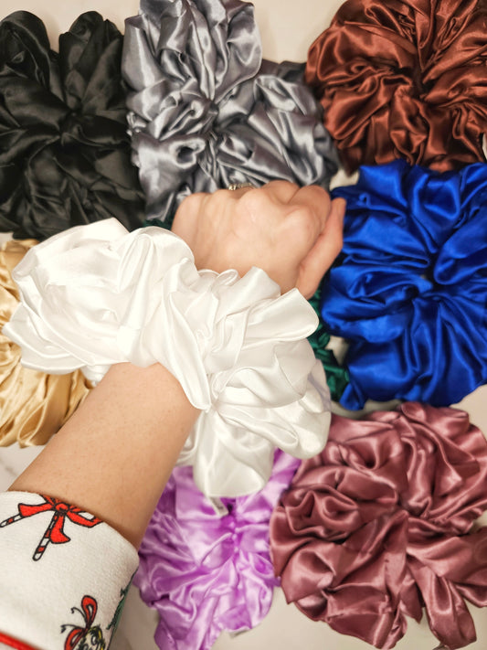 Jumbo satin hair scrunchies