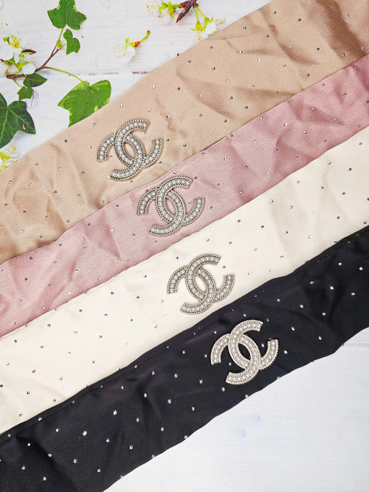 Silk diamanté Chanel croc strap covers, come in pairs!