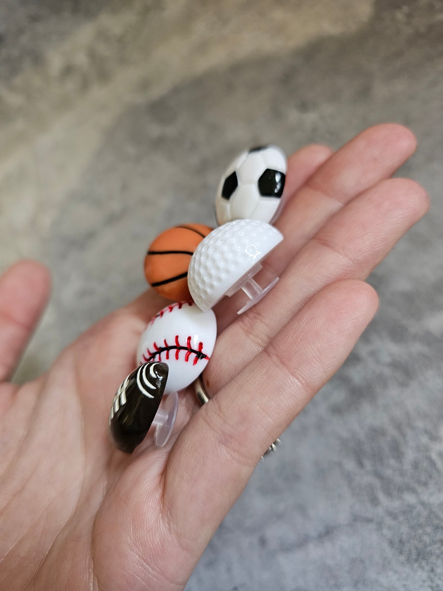 3D sports shoe charms, football, golf, rugby