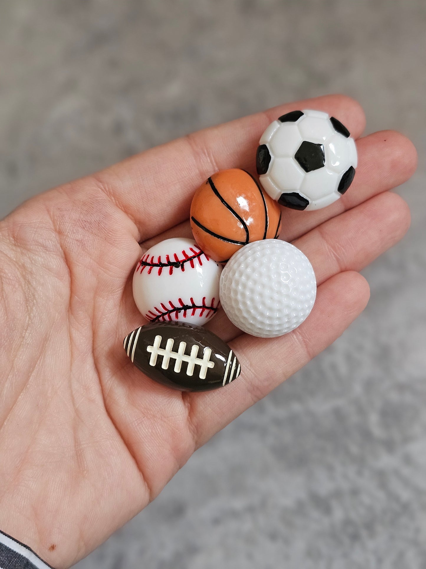 3D sports shoe charms, football, golf, rugby