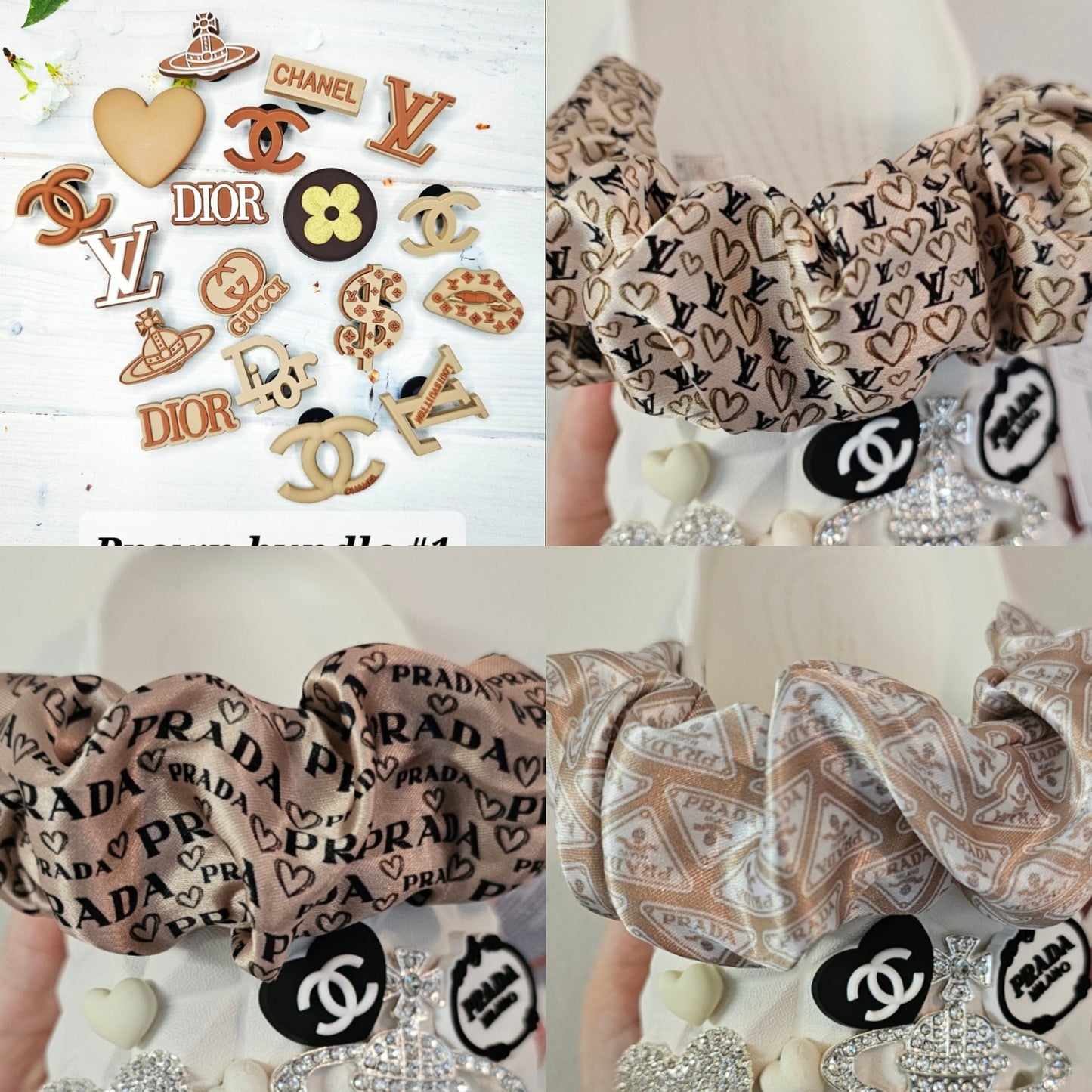 Beige/Brown charm and strap cover bundle. Choose your strap design