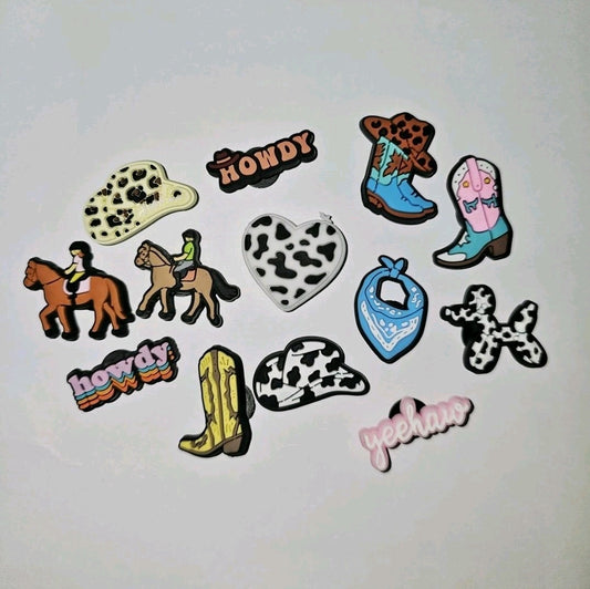 Cowboy, country shoe charms